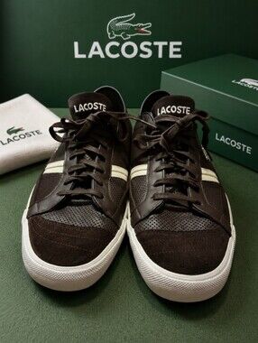 Lacoste Kapira Men's Size 13 Brown Leather Sneakers Casual Shoes EU 47 Clean